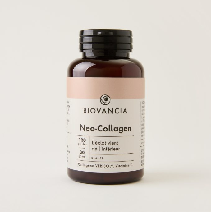 Flacon de Neo-Collagen de Biovancia, complément alimentaire à base de peptides de collagène Verisol® et de vitamine C